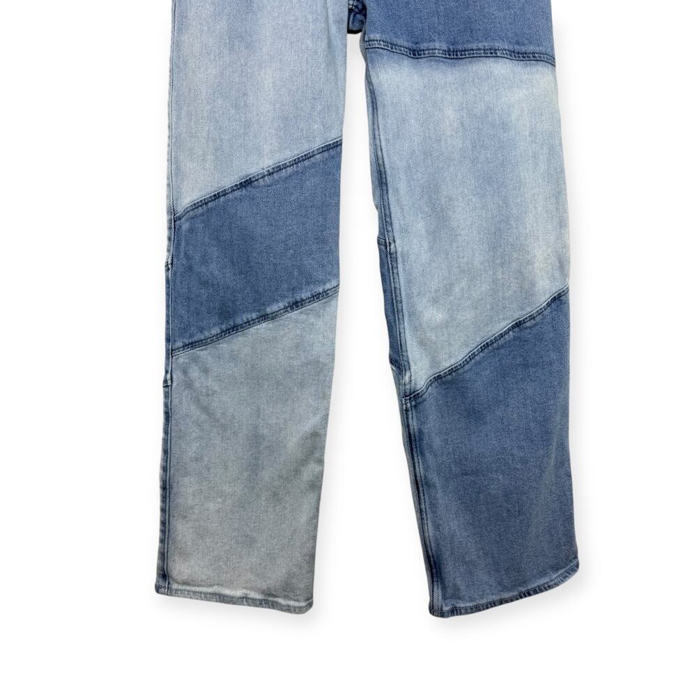 Hollister Patchwork Dad Jeans Ultra High Rise Two Tone Blue Denim‎ 23x29 Y2K - Picture 3 of 13